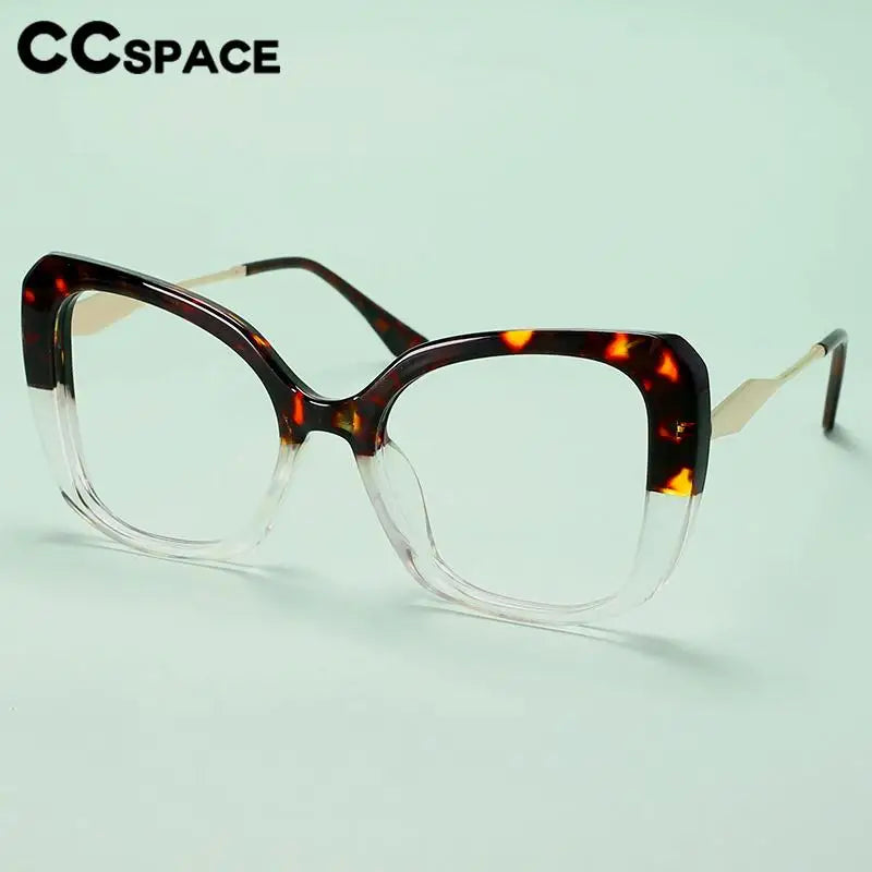 CCspace Women's Full Rim Large Cat Eye Plastic Alloy Reading Glasses R57092 Reading Glasses CCspace