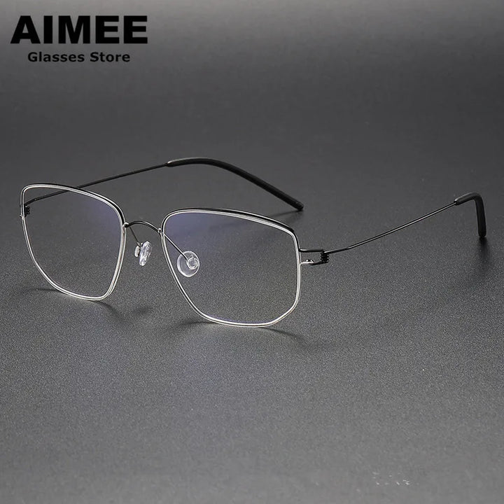 Aimee Women's Full Rim Square Screwless Titanium Eyeglasses 13317 Full Rim Aimee Black-Silver  