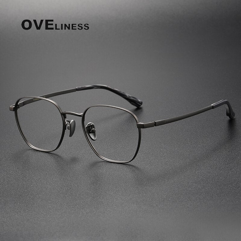 Oveliness Unisex Full Rim Square Titanium Eyeglasses 6014 Full Rim Oveliness gun  