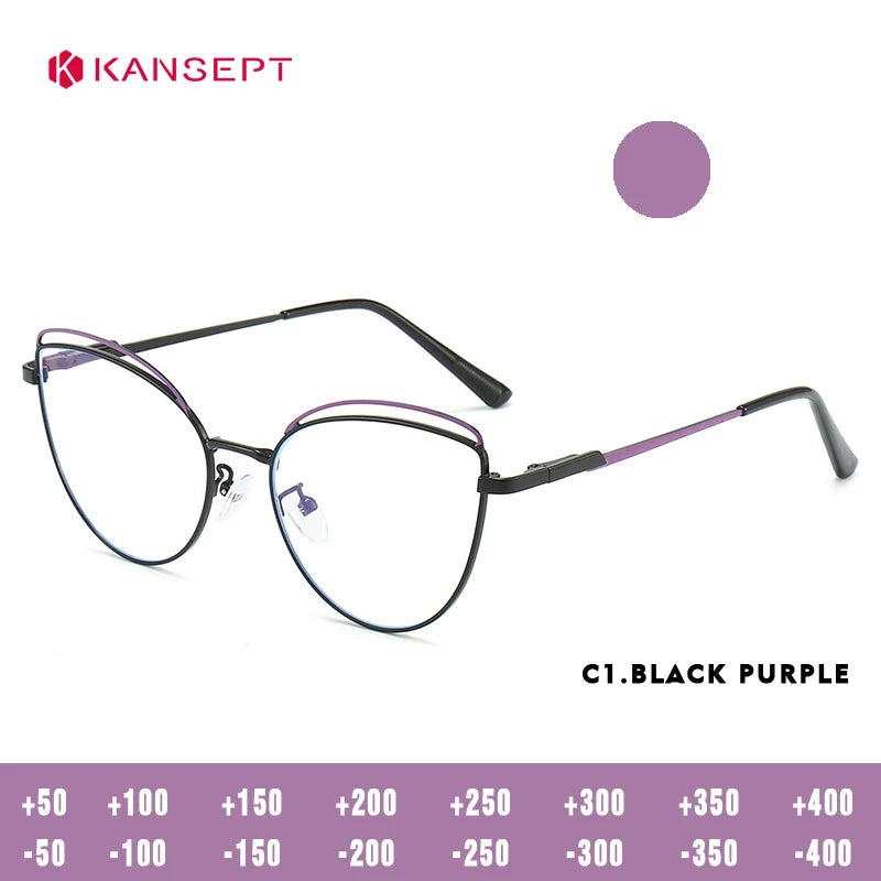 Kansept Women's Full Rim Cat Eye Alloy Reading Glasses 79745 Reading Glasses Kansept