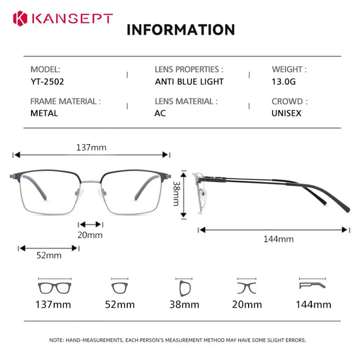 Kansept Women's Full Rim Square Alloy Reading Glasses 72502