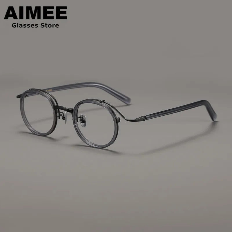 Aimee Unisex Full Rim Big Round Titanium Acetate Eyeglasses 82526