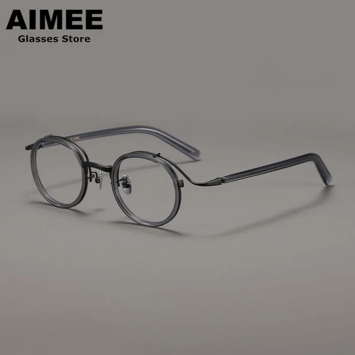 Aimee Unisex Full Rim Big Round Titanium Acetate Eyeglasses 82526