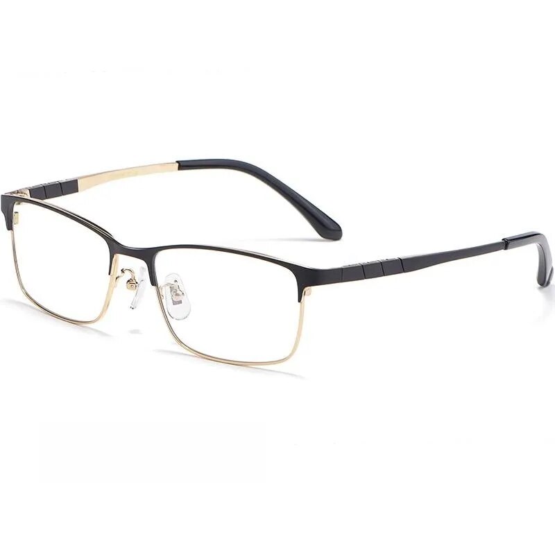 Yimaruili Men's Full Rim Square Titanium Eyeglasses Ht0137 Full Rim Yimaruili Eyeglasses Black Gold  