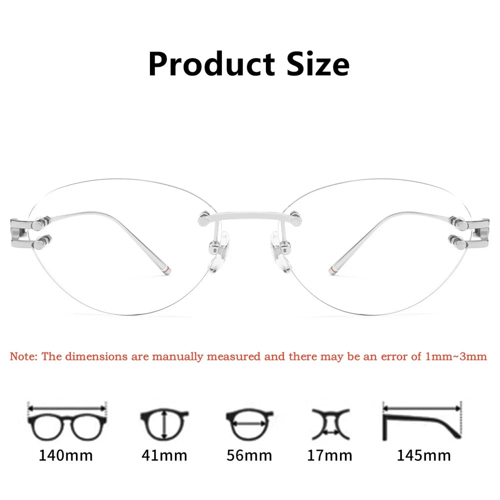 Yimaruili Unisex Rimless Cat-Eye Pure Titanium Eyeglasses 25088WK — view 2 | Yimaruili at FuzWeb