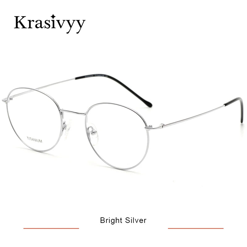 Krasivyy Women's Full Rim Oval Square Titanium Eyeglasses 916048 Full Rim Krasivyy Bright Silver