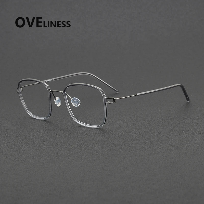 Oveliness Women's Full Rim Square Acetate Titanium Eyeglasses 381045