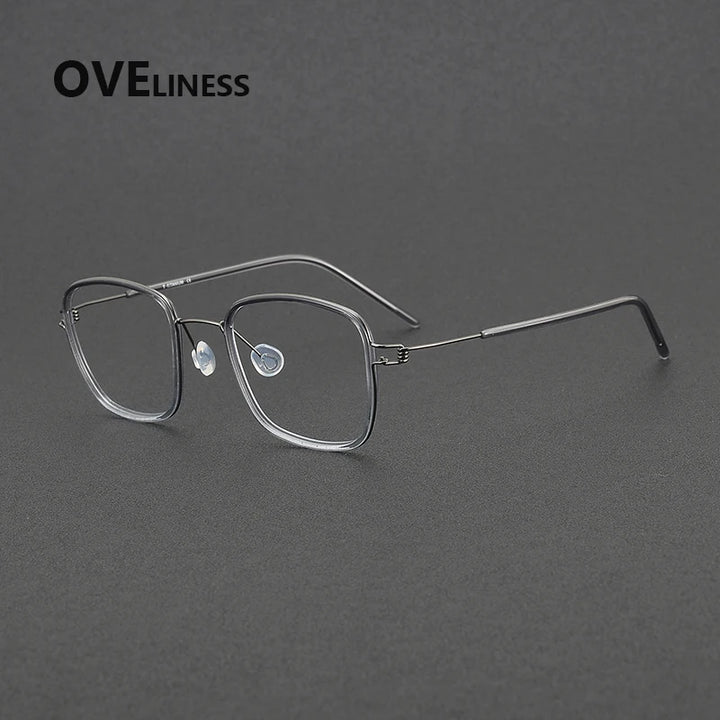 Oveliness Women's Full Rim Square Acetate Titanium Eyeglasses 381045