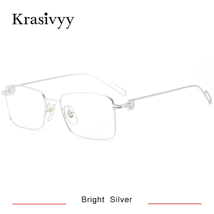 Krasivyy Women's Full Rim Square Titanium Eyeglasses 92190 Full Rim Krasivyy Bright Silver