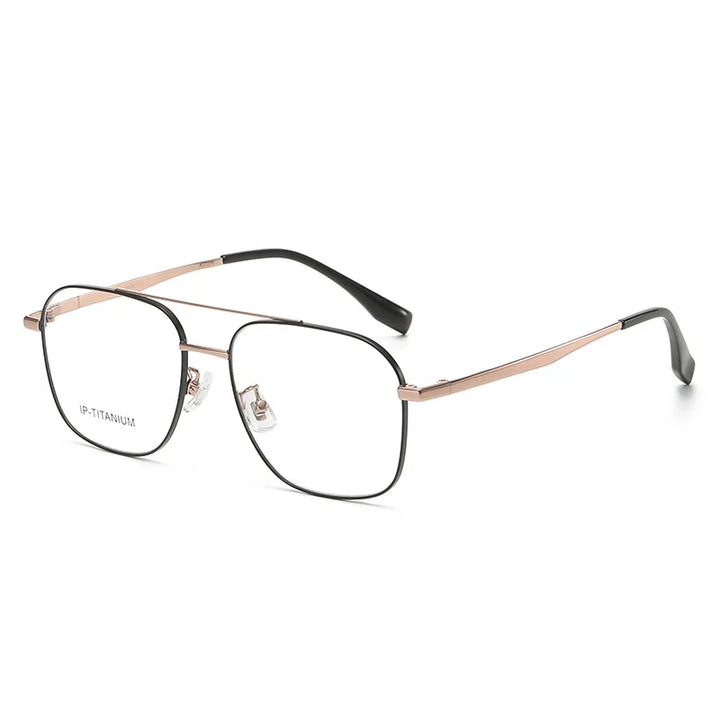 Yimaruili Unisex Full Rim Square Double Bridge Titanium Eyeglasses 985142