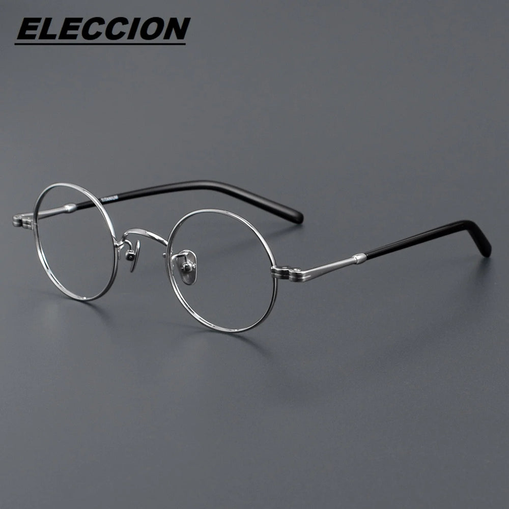 Eleccion Women's Full Rim Round Titanium Eyeglasses 12605 Full Rim Eleccion Silver CHINA