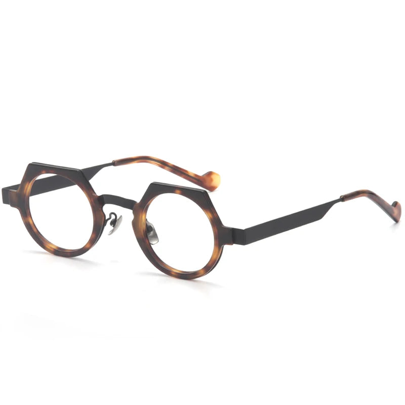 Aror Unisex Full Rim Flat Top Round Acetate Alloy Eyeglasses 94008