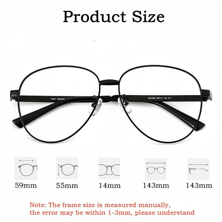 Yimaruili Unisex Full Rim Oval Round Alloy Eyeglasses 2280