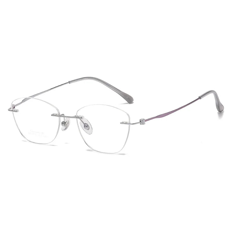 Momoja Women's Rimless Square Cat Eye Titanium Eyeglasses 60204