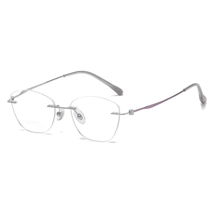 Momoja Women's Rimless Square Cat Eye Titanium Eyeglasses 60204