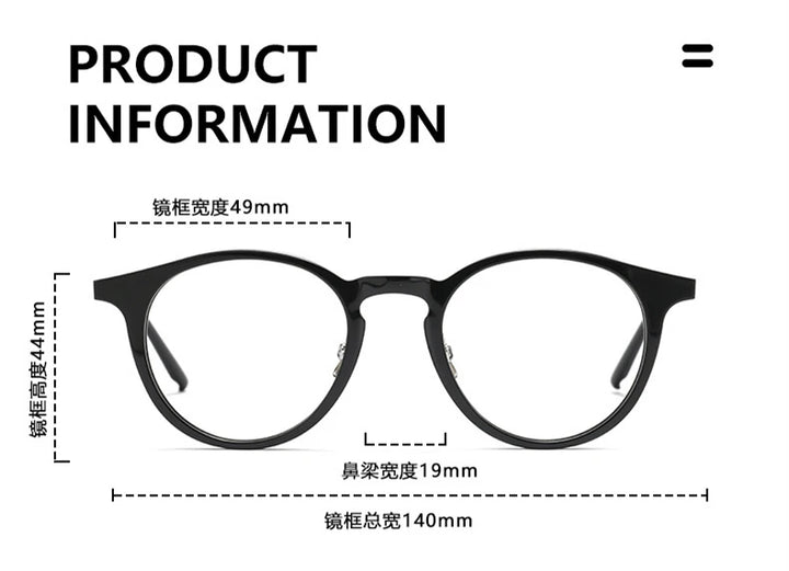 Black Mask Unisex Full Rim Round Titanium Acetate Eyeglasses 368111