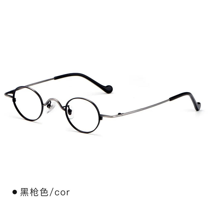 Cubojue Unisex Full Rim Small Round Titanium Eyeglasses Reading Glasses Cubojue black grey no function lens 0 