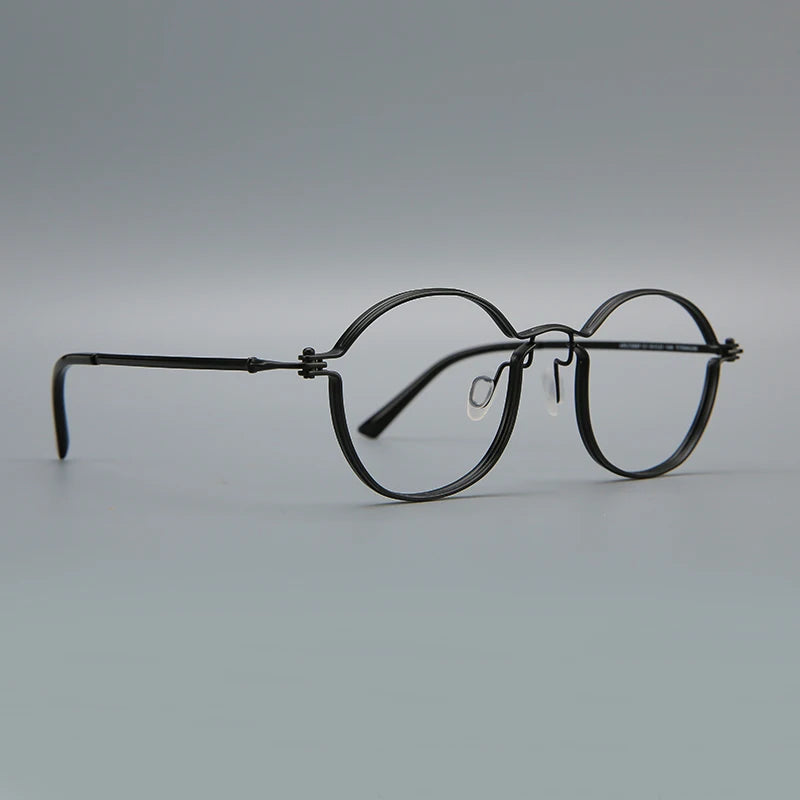 Black Mask Unisex Full Rim Oval Round Titanium Eyeglasses 395897