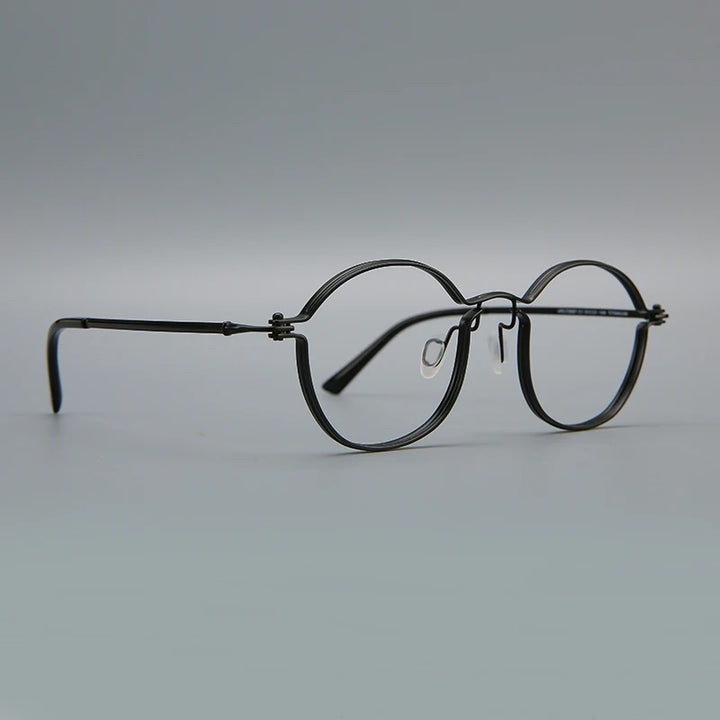 Black Mask Unisex Full Rim Oval Round Titanium Eyeglasses 395897