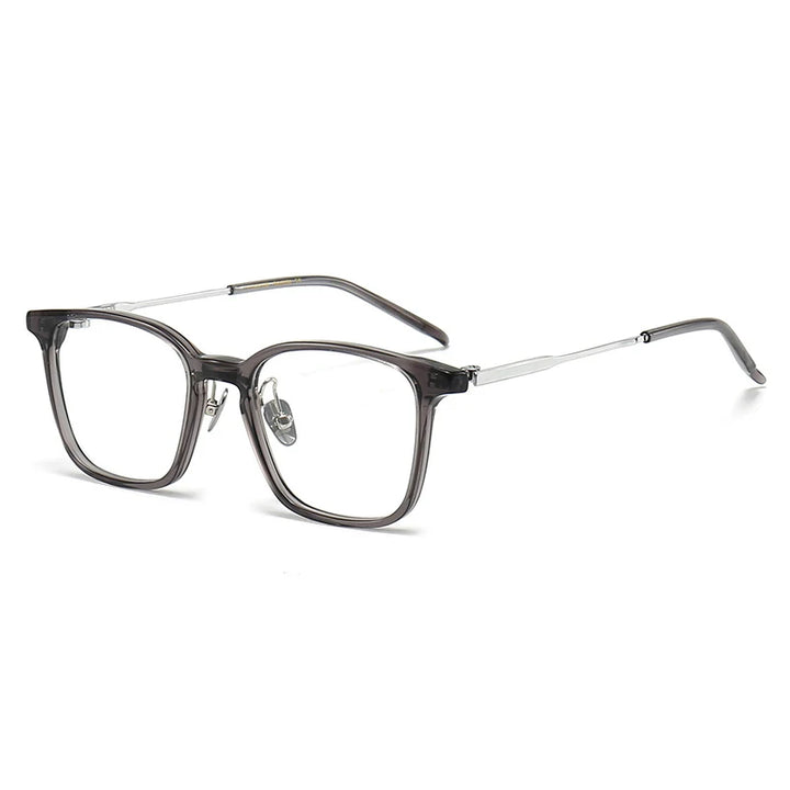 Black Mask Unisex Full Rim Square Titanium Acetate Eyeglasses N116 Full Rim Black Mask Gray-Silver  