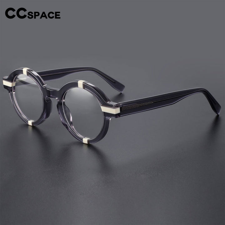 CCSpace Unisex Full Rim Round Acetate Eyeglasses 56500 Full Rim CCspace   