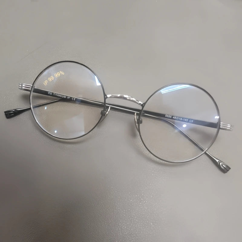 Yimaruili Women's Full Rim Round Titanium Alloy Eyeglasses 5555