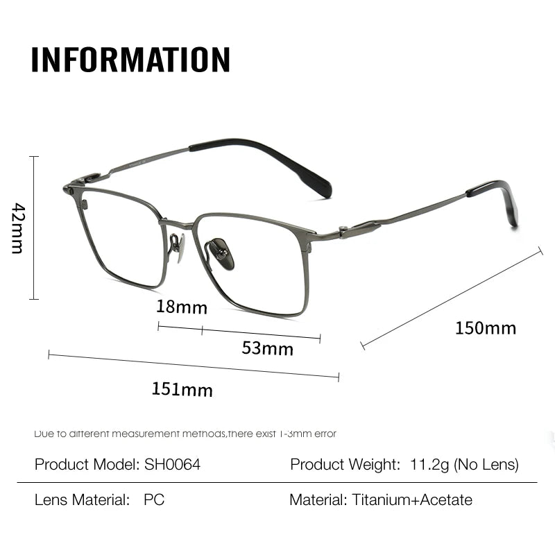 Muzz SH0064 men's square IP titanium prescription eyeglasses — view 2