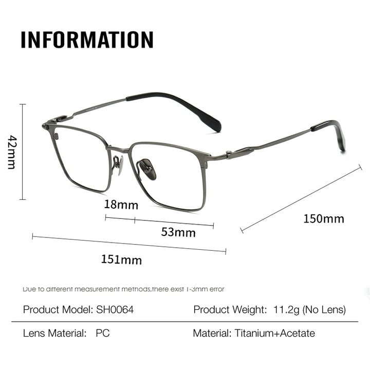 Muzz SH0064 men's square IP titanium prescription eyeglasses — view 2
