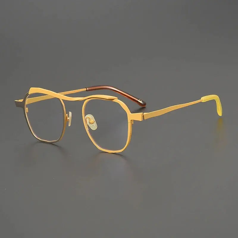 Gatenac Unisex Full Rim Brow Line Square Titanium Eyeglasses 670091 FuzWeb