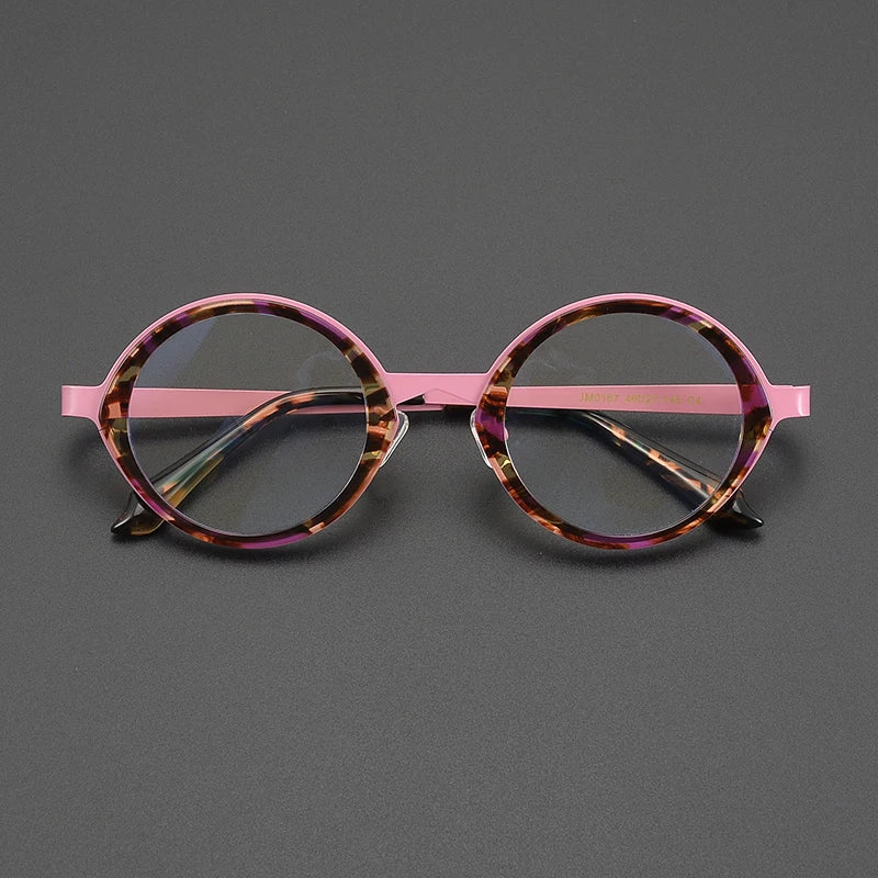 Nobler Unisex Full Rim Round Oval Acetate Titanium Eyeglasses 920167