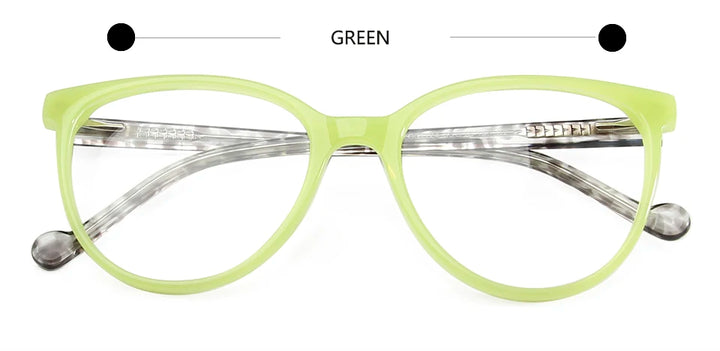 Esnbie Unisex Full Rim Square Cat Eye Acetate Eyeglasses 2431124 Full Rim Esnbie Green  