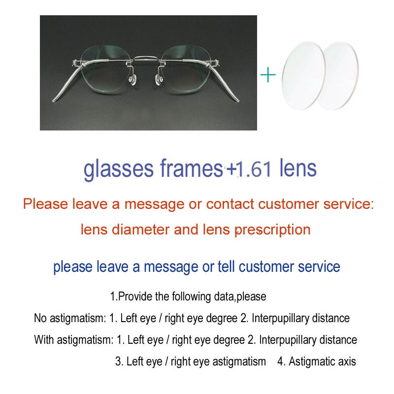Yujo Unisex Rimless Polygon Stainless Steel Eyeglasses Custom Lens Options Rimless Yujo C1 China 