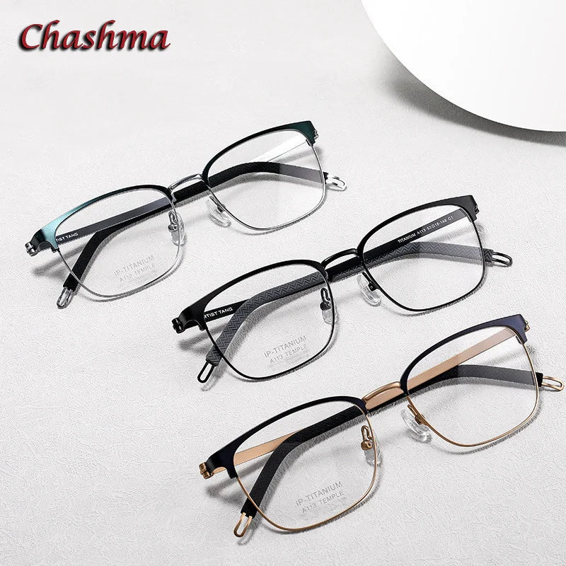 Chashma Ochki Unisex Full Rim Square Titanium Eyeglasses 11305 Full Rim Chashma Ochki   