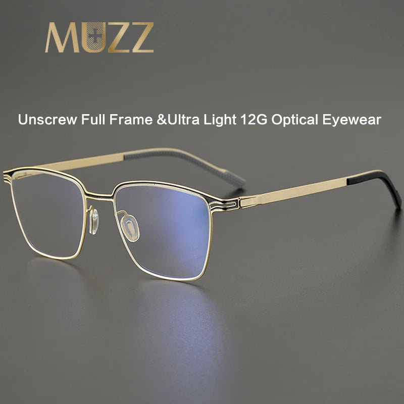 Muzz Unisex Full Rim Square Titanium Ultem Eyeglasses M9610 Full Rim Muzz   