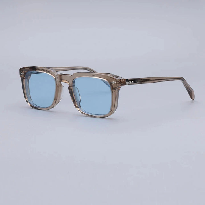 Hewei Unisex Full Rim Square Acetate Sunglasses 0019 Sunglasses Hewei gray-blue as picture 
