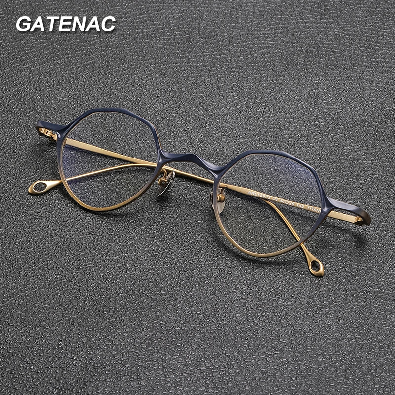 Gatenac Unisex Full Rim Small Polygon Titanium Eyeglasses Gxyj1464 Full Rim Gatenac   