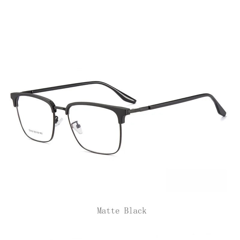 KatKani Men's Semi Rim Square Alloy Tr 90 Eyeglasses 52102 Full Rim KatKani Eyeglasses Frosted gun  