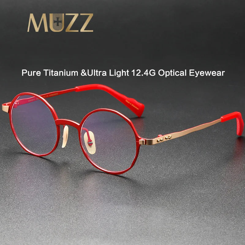 Muzz Unisex Full Rim Irregular Round Titanium Eyeglasses M0012 Full Rim Muzz   