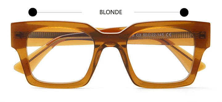 Esnbie Unisex Full Rim Square Thick Acetate Eyeglasses 23048 Full Rim Esnbie Blonde  