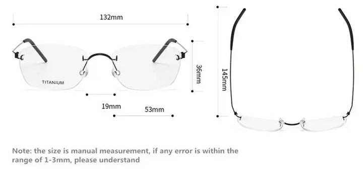 Bobbie 290700 Women’s Rimless  Square Screwless Titanium Frames FuzWeb