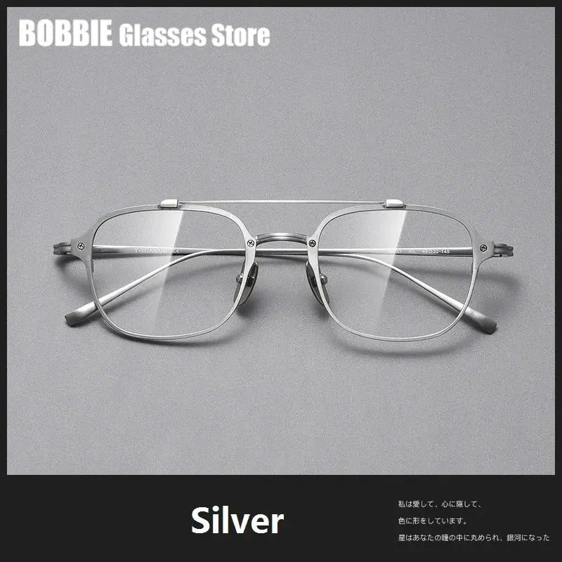 Bobbie 316900 Unisex Square Double Bridge Titanium Full Rim Frames FuzWeb