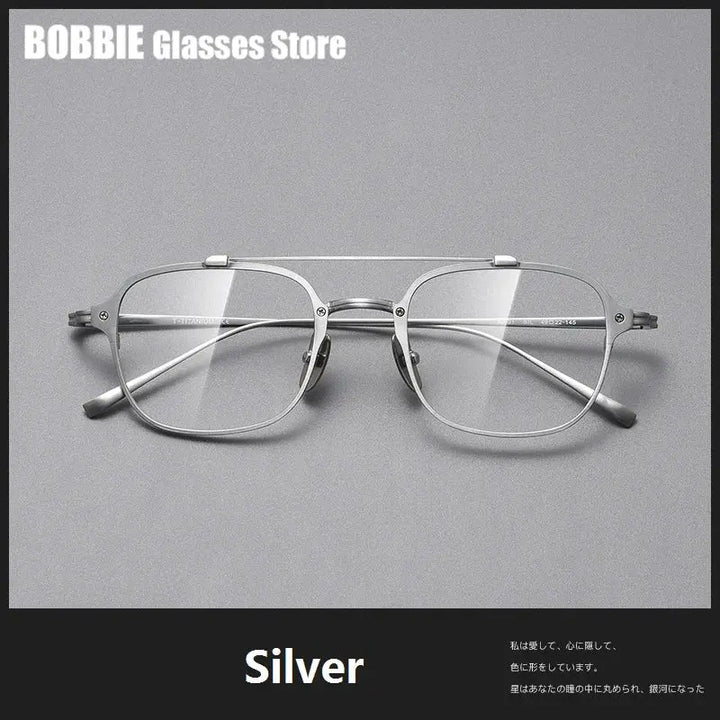 Bobbie 316900 Unisex Square Double Bridge Titanium Full Rim Frames FuzWeb