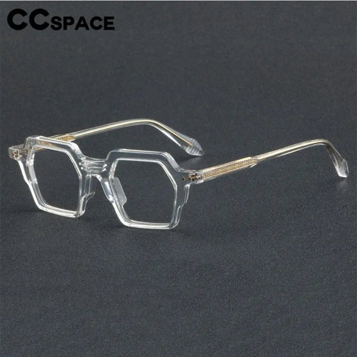 CCSpace Unisex Full Rim Polygon Acetate Eyeglasses 56914 Full Rim CCspace   