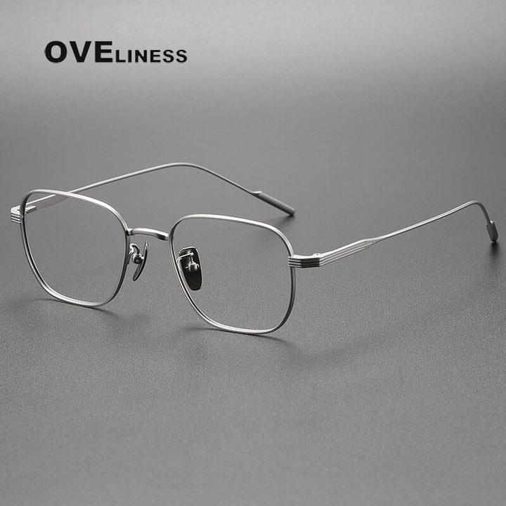 Oveliness Unisex Full Rim Square Titanium Eyeglasses 80809 Full Rim Oveliness silver  