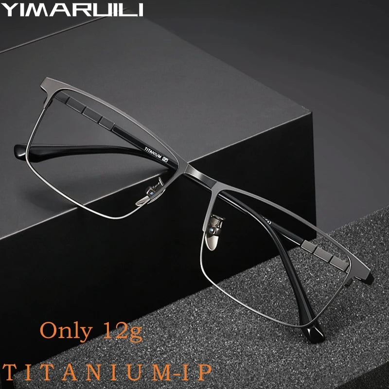 Yimaruili Men's Full Rim Square Titanium Alloy Eyeglasses Y89188 Full Rim Yimaruili Eyeglasses   