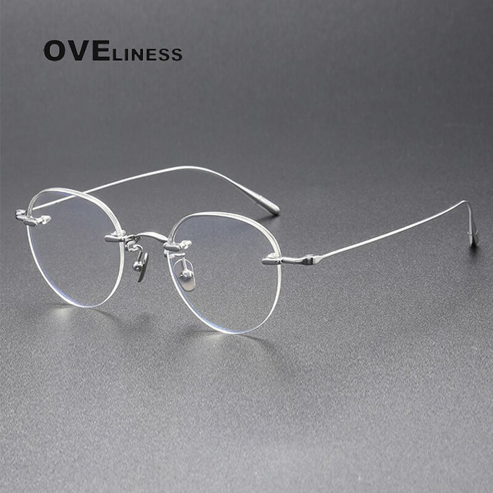 Oveliness Unisex Rimless Oval Titanium Eyeglasses 611 Rimless Oveliness silver  