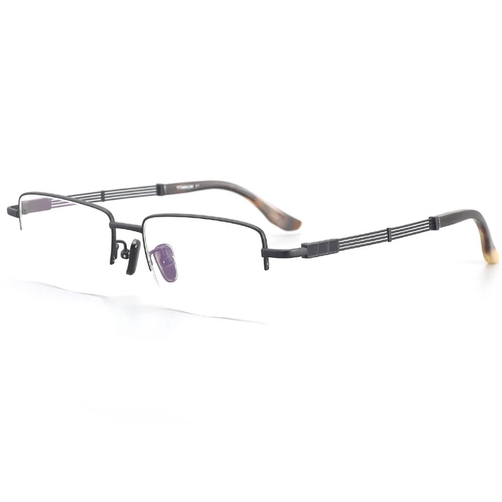 Muzz Unisex Semi Rim Square Titanium Eyeglasses 44116 Semi Rim Muzz   