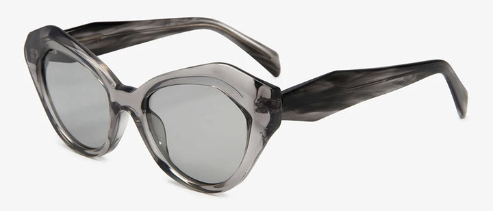 Esnbie Women's Full Rim Cat Eye Scuplted Acetate Sunglasses 230631