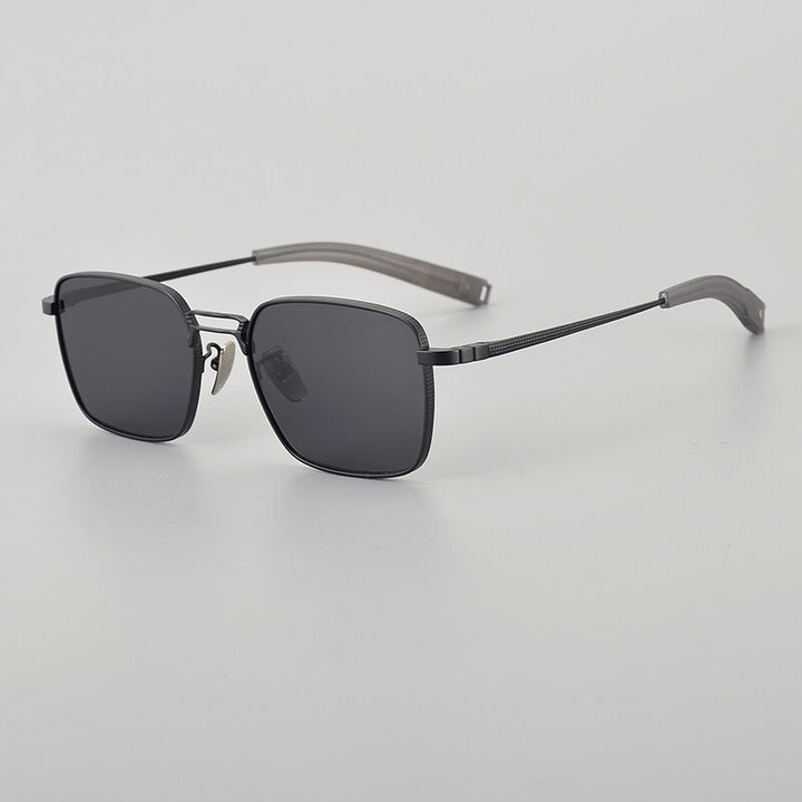 Muzz Unisex Full Rim Square Titanium Acetate Sunglasses Sunglasses Muzz Black  
