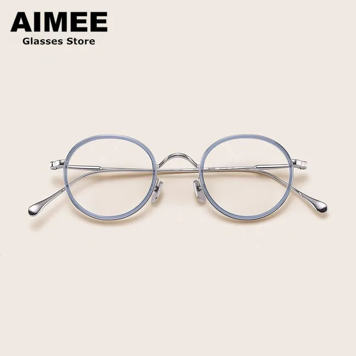 Aimee Unisex Full Rim Round Titanium Acetate Eyeglasses 14139 Full Rim Aimee   